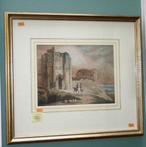 Figures, Horses And Sheep By A Castle Ruin by Richard Sasse