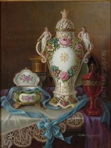 Still Life With Ornate Porcelain Urn by Anna Sattler