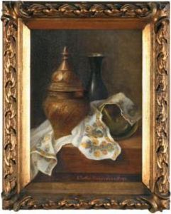 Stilleben Mit Metallvase Und Deckelvase