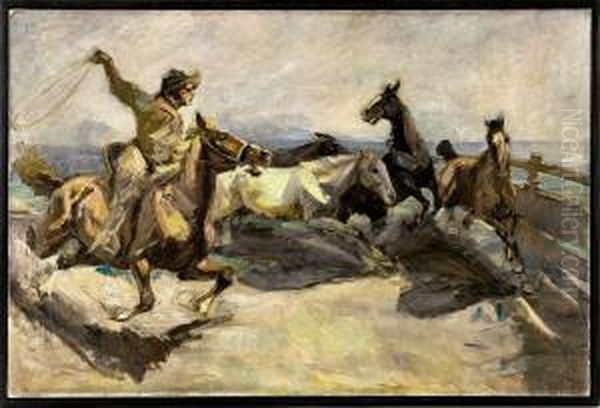 Cowboy Beimeinfangen Von Pferden - view 1