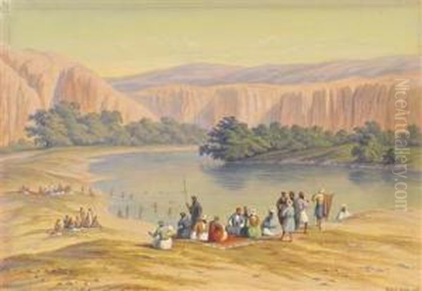 A Bathing Scene With Orientals At An Inland Lake - view 1
