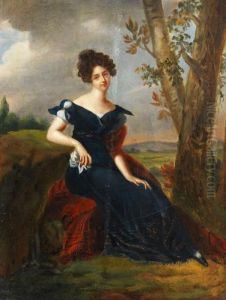 Frauenportrat In Landschaft. by Caroline Sattler Tridon