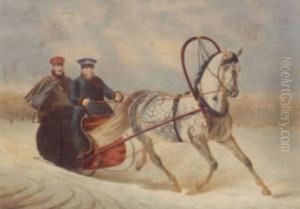 Nicholas I In A Horse Drawn Brichka by Nicolas-A. Sauerweid