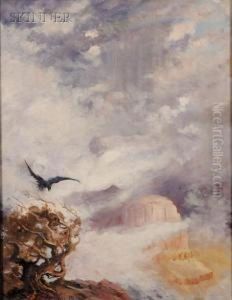 Bird In Flight Over The Grand Canyon/an Arizona Landscape by Frank Paul Sauerwein