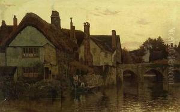 Punters On A River By A Cottage - view 1