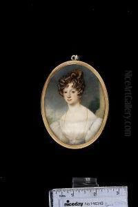 A Lady, Wearing White Dress With Mauve Waistband, Long Gold Chain Necklace, Drop Earrings And Red Flower In Her Upswept Hair A Lady, Wearing White Dress With Mauve Waistband, Long Gold Chain Necklace, Drop Earrings And Red Flower In Her Upswept Hair
