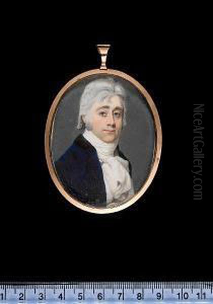 Samuel Bentham (1757-1831), Wearing Blue Coat With Black Velvet Collar, White Waistcoat And Voluminous Cravat. - view 1