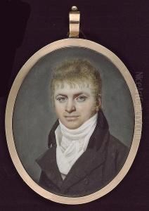 A Gentleman, Wearing Dark Grey Coat With Black Collar, White Waistcoat And Tied Cravat