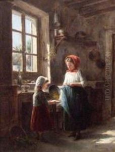 Petites Filles Dans La Cuisine.
