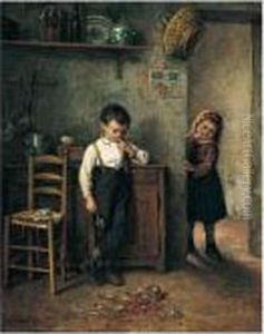 Le Pot De Cerises Casse by Philippe Francois Sauvage