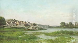 Village Pres De L'etang by Adrien Jacques Sauzay