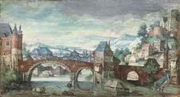 View Of A Town In A Mountainous Landscape, With A Bridge In Theforeground - view 1