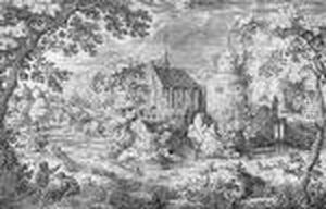 Die Hirschjagd In Einer Schwemm by Tobias van Haecht (see Verhaecht)