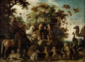 Poete Couronne Par Les Animaux by Roelandt Jacobsz Savery