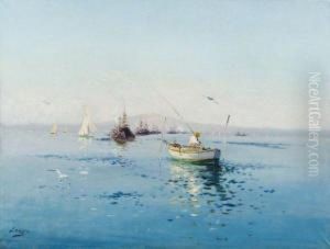 Barques Dans La Baie De Toulon by Paul Savigny