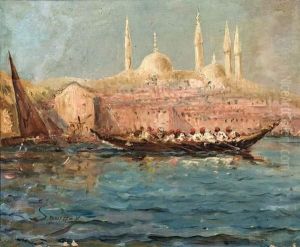Gondole Devant Sainte Sophie A Istanbul.
