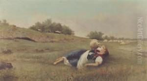 Pastorella Distesa Sul Prato by Alfredo Savini