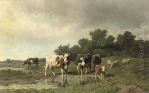 Cattle In The Meadow by Hendrik Savrij