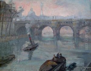 The Famous Pont Neuf Of Paris Looking Towards Eifel Tower by Philip Ayer Sawyer