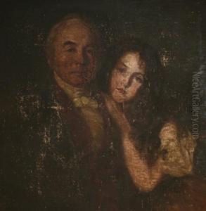 Portrait Of William Greenwood Esq. (1764-1844) With Hisgranddaughter Cycill Calmady by Frederick Richard Say