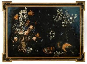 A Still Life Of Flowers And Fruit by Andrea Scacciati I