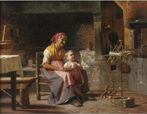Helping Grandmother by Luigi Scaffai