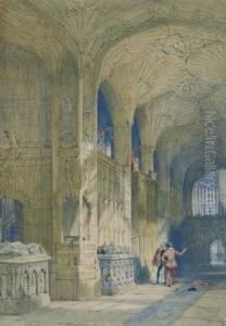 Church Interior With 2 Figures by Thomas Scandrett