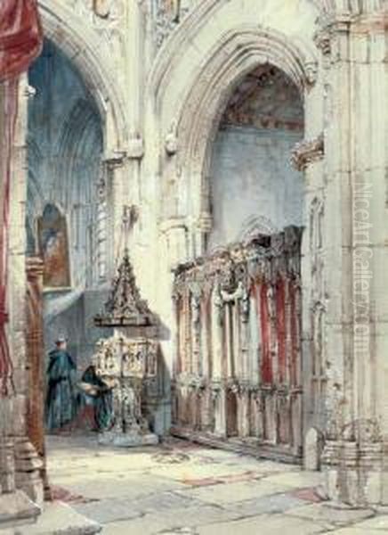 Eccleciastical Figures In A Cathedral Interior - view 1