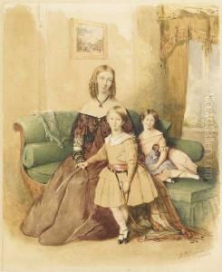 Isabella Marston Nee Fenton With Lascellesand Lilla by Robert Richard Scanlan