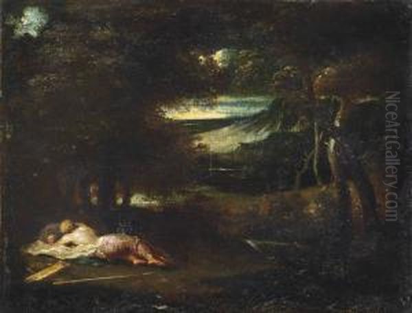 A Wooded Landscape With Diana Sleeping - view 1