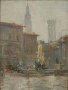 Piazza Della Signoria by Adolfo Scarselli
