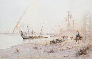 Ruins At Luxor; Feluccas On The Nile