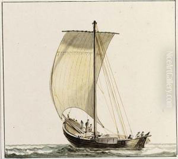 Two Studies Of A Boat: A 'blankenezer Visser' Before The Wind And A 'blankenezer Visser' At Anchor - view 1