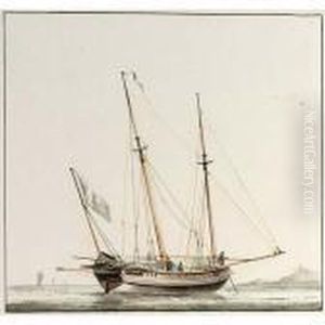 Two Studies Of Boats: A 'fransche Logger' Sailing Before The Wind And A 'fransche Logger' At Anchor by Wijbrand Schaap