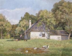 A Farmhouse At The Edge Of A Wood by Therese Schachner