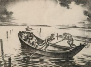 Csonakosok by Janos Schadl