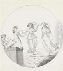 Three Dancing Women And A Flutist