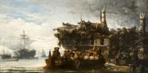 Scene De La Bataille De Trafalgar