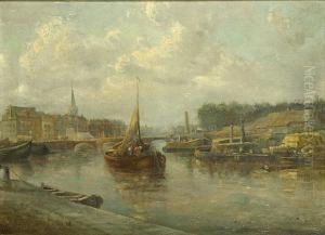 Chaloupe Sur La Riviere by Hendrik Frans Schaefels