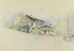 Bauernhauser Am Chiemsee by August Schaeffer von Wienwald