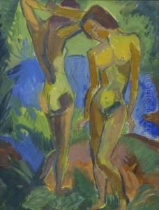 Zwei Weibliche Akte by Fritz Schaefler