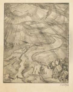 Flusslandschaft by Fritz Schaefler