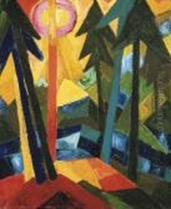 Wald (mit Sonne) by Fritz Schaefler