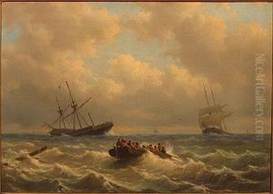 Storm In Aankomst. by Hendrik Adolf Schaep