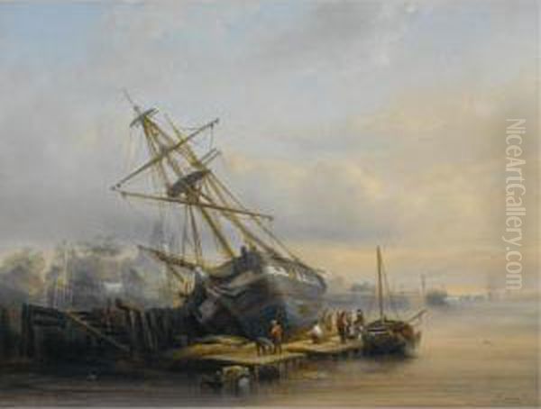 Figures At Work In A Harbour - view 1