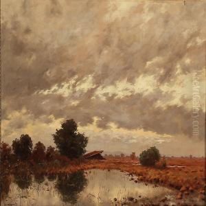 A Pair Of Autumn Landscapes by Karl Schaette