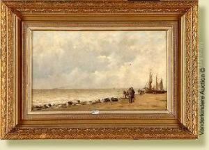 Pecheurs Sur La Plage by Joseph Schakewits