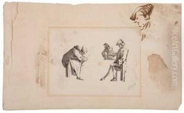 Sheet Of Studies With Men Seated At A Table - view 1