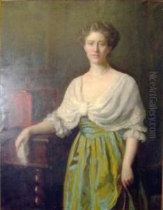 Portrait Of A Lady Standing With Lacquer Cabinet Portrait Of A Lady Standing With Lacquer Cabinet