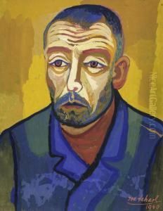 Mann Mit Blauer Jacke by Josef Scharl